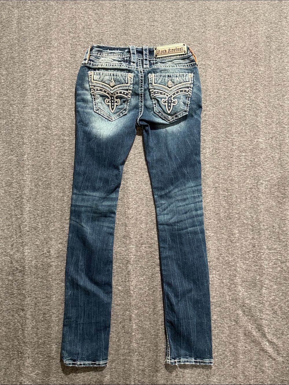 Rock Revival Priya Straight Blue Distressed Embellished Denim Jeans Women's 25 - Picture 4 of 8
